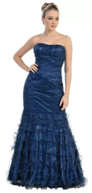 Abendkleid lang Abiballkleid  Brautmutterkleid Brautjungfernkleid Chiffon d'blau