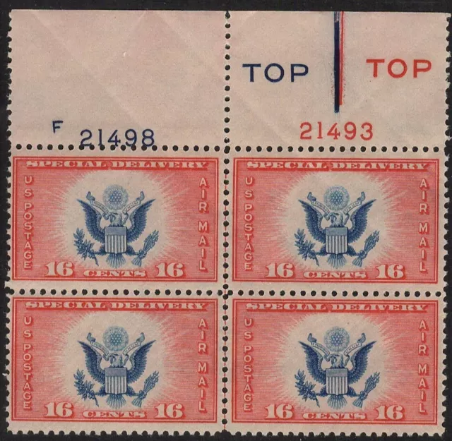 U.S. CE2  U.S. Airmail Spec Delivery Plate Block Mint, o.g., NH Free Shipping.