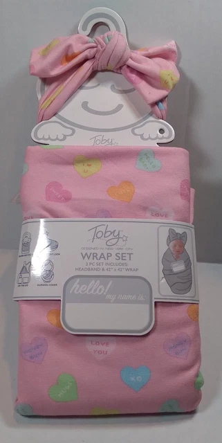 Toby 2 piezas Envoltura y diadema Envoltura Rosa San Valentín Caramelos Corazones 0-6 meses Nuevo con etiquetas