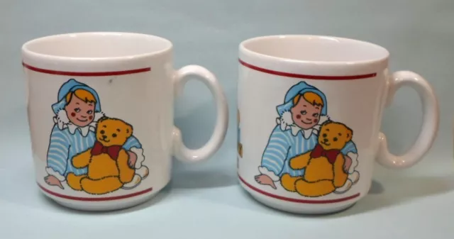 Pr Vintage ANDY PANDY CHILDRENS CUPS / MUGS Pottery Made in England F LINGSTROM