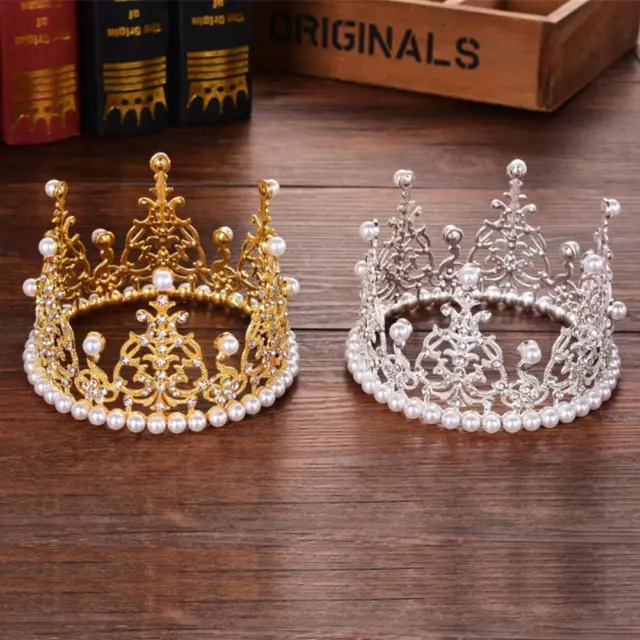 Wedding Crystal Pearl Mini Tiara Cupcake Toppers Cake Decoration Crown