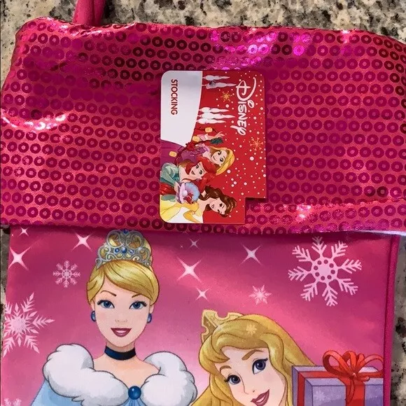 Disney Princess Graphic Print Sequin 16" Christmas Stocking New 3