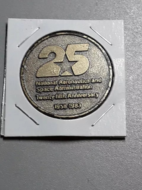 1983 NASA 25th Anniversary Medallion Token Flown In Space STS-5 Columbia Space