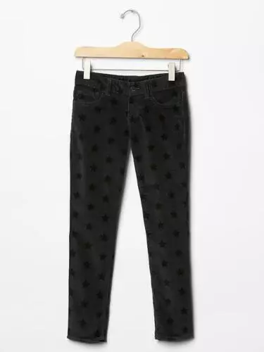 GAP Kids Girls Starry Super Skinny Corduroy Pants Cords 12 Reg Black Star 28x27