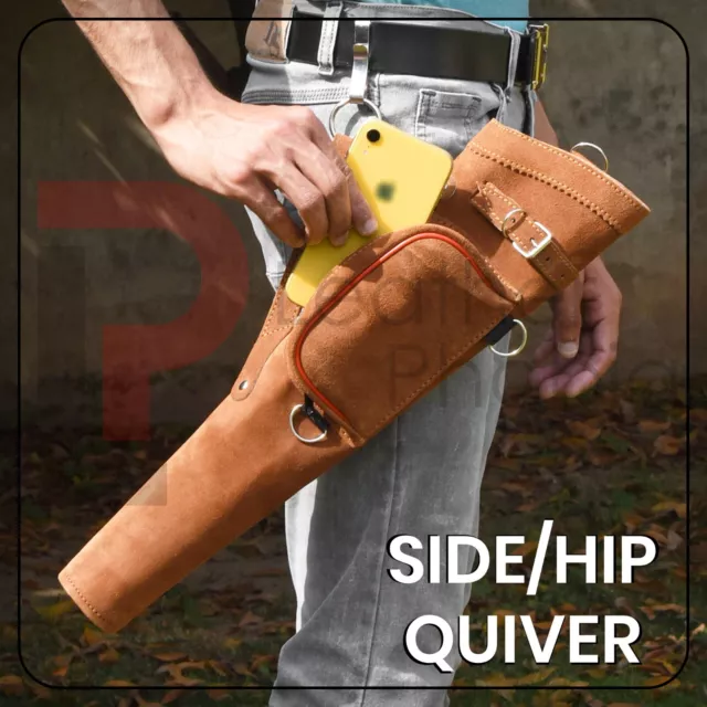 Side Arrow Quiver Genuine Cow Leather Arrow Holder Traditional Handmade Quivers