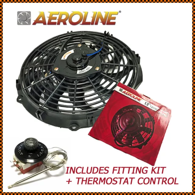 12" Aeroline® Electric Radiator 12v Cooling Fan With Thermostat For CLASSIC CAR