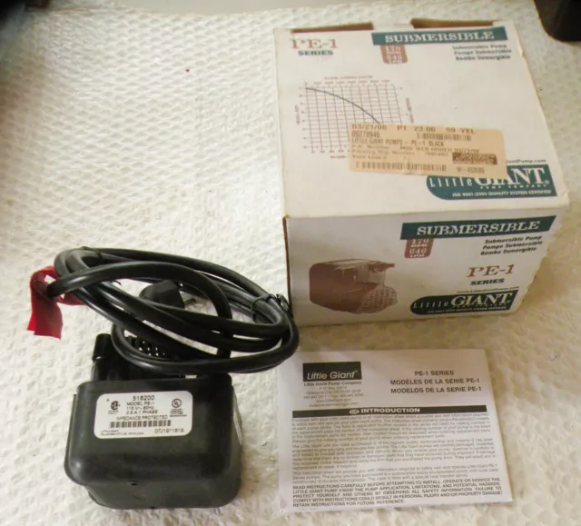 Little Giant Submersible Pump, Model PE-1, P/N 518200, NEW