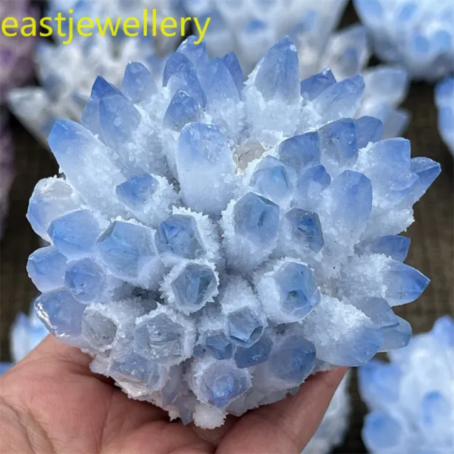 400g+ New Find blue Phantom Quartz Crystal Cluster Mineral Specimen healing 1x