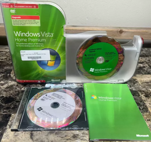 Microsoft Windows Vista Home Premium Academic Upgrade & SP1 32 Bit DVD Complete