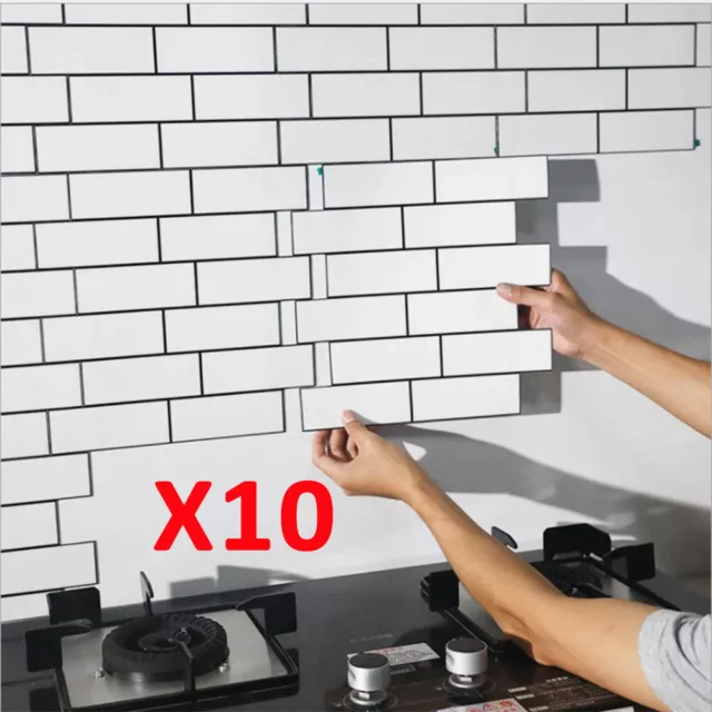 Large 3D Self-Adhesive Kitchen Wall Tiles Bathroom Brick Stickers Peel&Stick