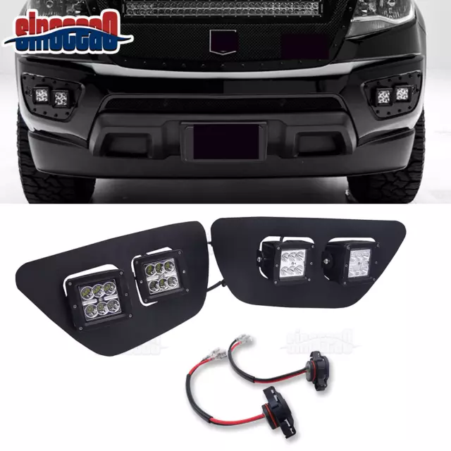 For Chevy Colorado 15-20 Front Bumper Dual LED Fog Lights Mount Bracket Wire Kit