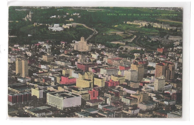 1944 Postcard San Diego California CA Aerial View of City Landscape Posted