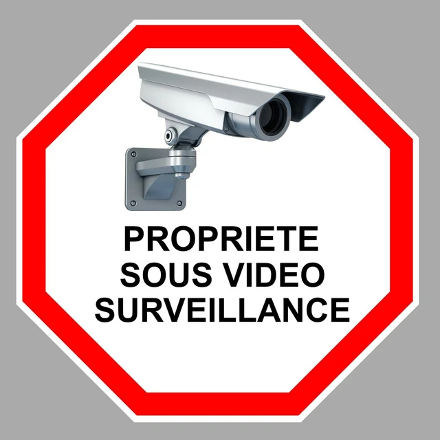 Adesivo PROPRIETE VIDEO SURVEILLANCE 9cm | Sticker Dissuasivo Per Telecamere