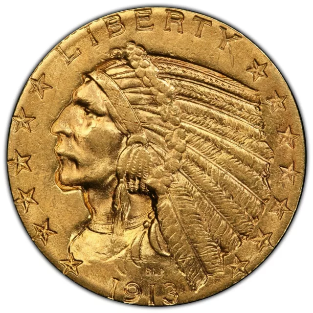 1913 $5 Gold Indian Head Half Eagle PCGS MS62 US Mint Coin