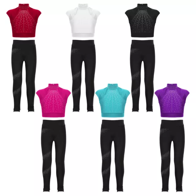 Kids Girls Clothing Sets Figure Skating Tracksuits Workout Sportwear Dance