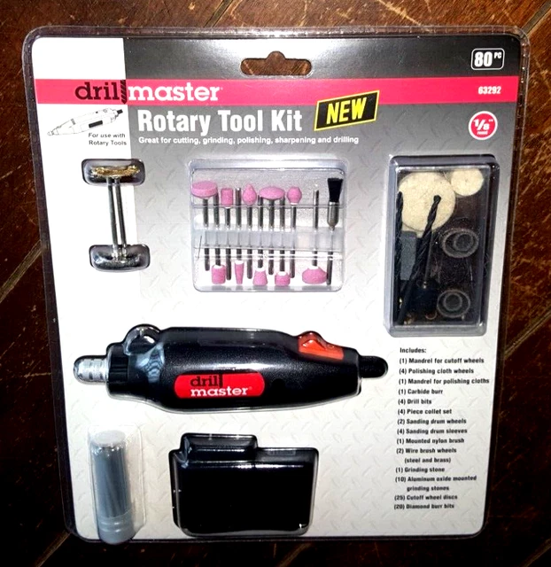 DRILL MASTER 80PC Rotary Tool Kit 1/8" Round Item 63292 19.98