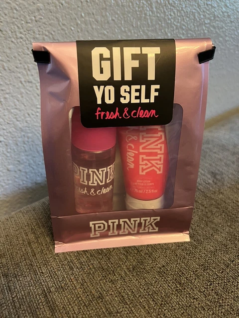 Victorias Secret PINK Fresh And Clean Body Mist & Body Lotion 2pc Set New! 2.5oz