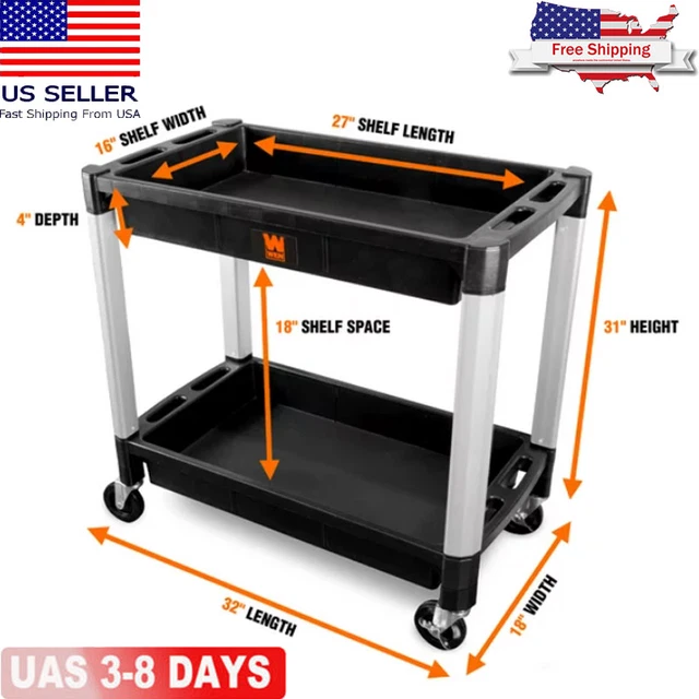 DOUBLE DECKER SERVICE Utility Cart 2Tray Multilevel Storage Garden