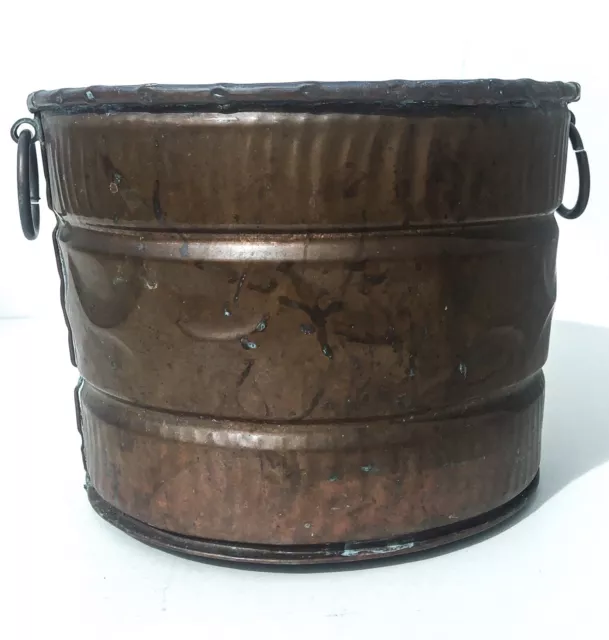 Antique Vintage Copper Bucket Planter / Plant Pot