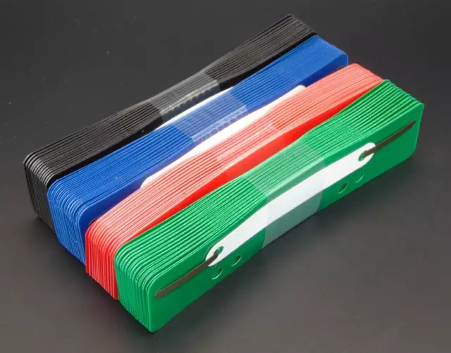 100 Heftstreifen, 34 x 150 mm, PP-Folie,blau,rot,schwarz,grün