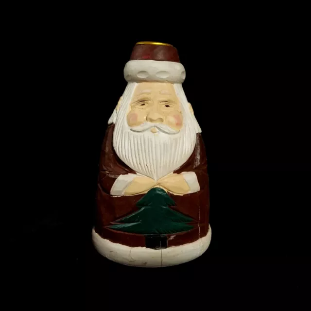 Primitive Santa With Tree Christmas Candle Holder