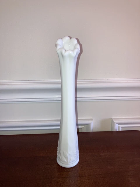 Westmoreland 9 in Swung Paneled Grape Milk Glass Bud Vase