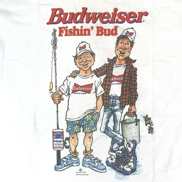 Budweiser Fishin’ Bud T-Shirt 1995 Single Stitch NOS Vintage Rare