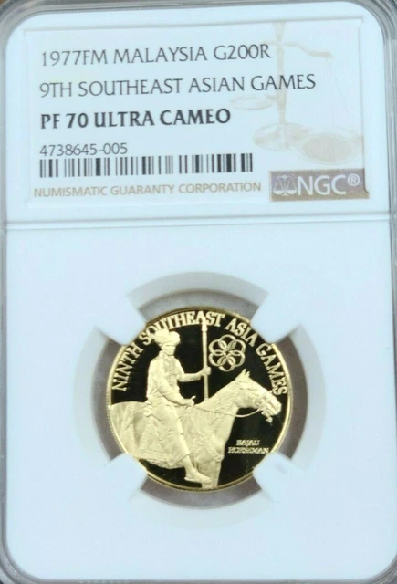 1977 Malaysia Gold 200 Ringgit 9Th Southeast Asian Games Ngc Pf 70 Ultra Cameo