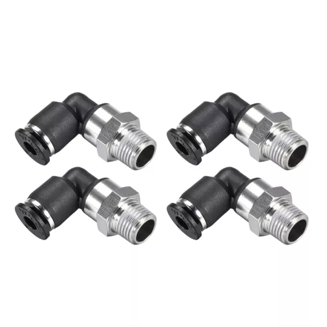 Push to Connect Tube Fitting Male Elbow 4mm Tube OD x 1/8 NPT Push Fit Lock 4pcs