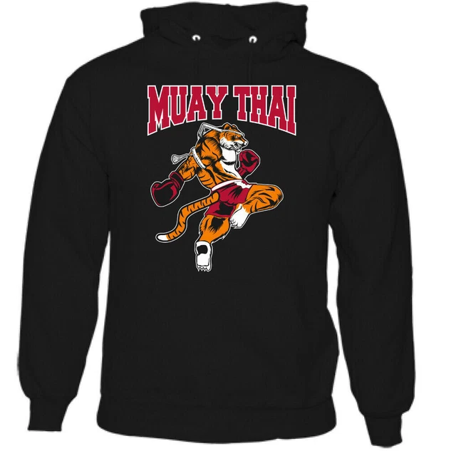 Uomo Thai Tigre Felpa con Cappuccio Mma Misto Arti Marziali Bjj UFC Kick Boxe Di