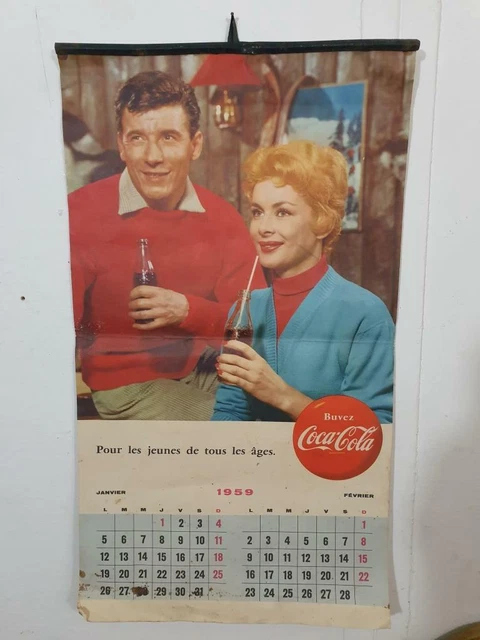 Calendrier métal publicitaire 20x30cm bombé en relief : Lady Coca Cola