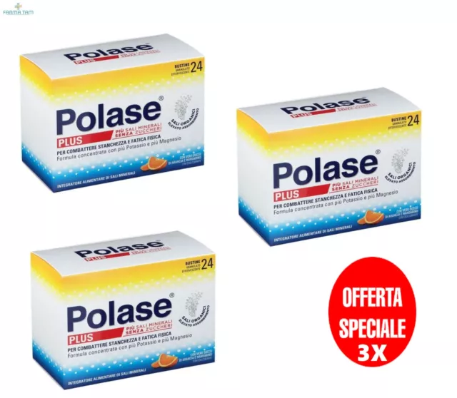 Polase Plus Integratore Sali Minerali 24 - 48 - 72 Bustine Gusto Arancia