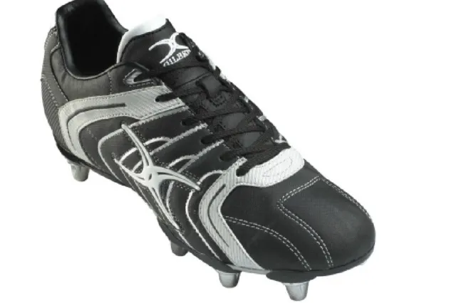 Gilbert Rugby Mercury 8 Stud Boots Black/Silver/White UK13/UK14 - SALE