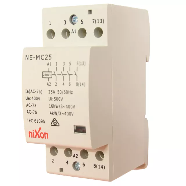 25A 4Pole - Normally Open - Din Rail Contactor