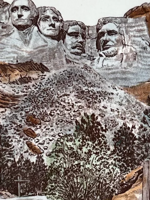 Vernon Kilns Mt Rushmore plate~Black Hills South Dakota~hand painted multicolor 2