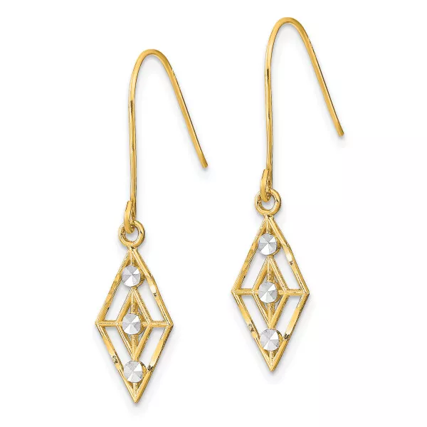 14K YELLOW GOLD Small Wire Drop Dangle Earrings $157.00 - PicClick