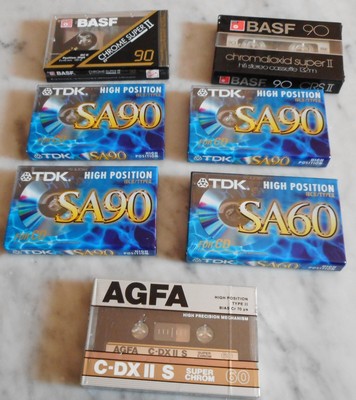 71 CASSETTE MC RARE VUOTE E SIGILLATE CON BOX ANNI 80 SONY HITACHI PHILIPS AGFA  