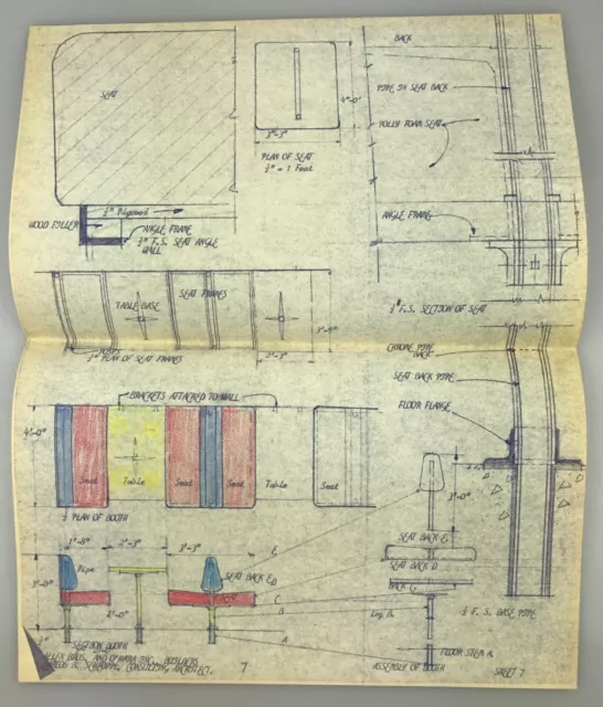 14"x11" 1962 Vintage Blueprint Architectural Rendering MID-CENTURY Holiday Inn D