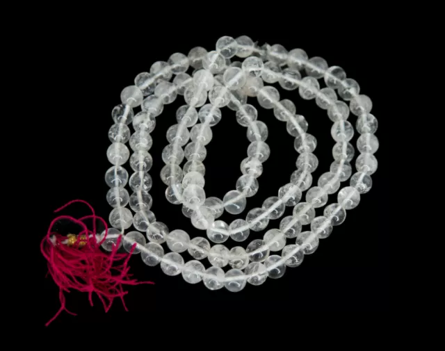 Mala - tibetain - Collier Bouddhiste -  Perles en Cristal de Roche Ø 8 mm 7888