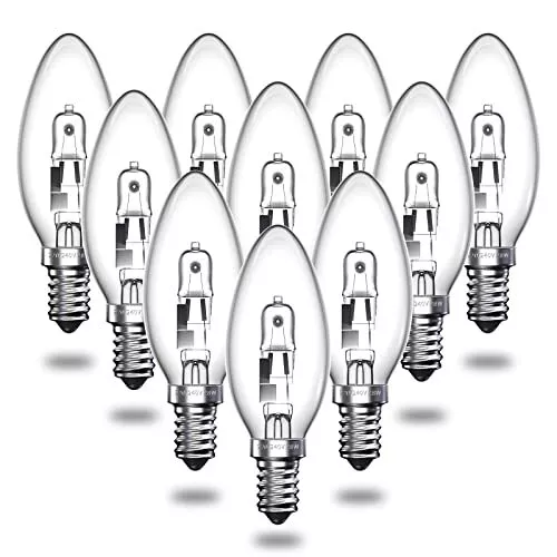 Bonlux 10er-Pack SES E14 Halogenkerzenlampen 28 W dimmbar, C35 klares Glas