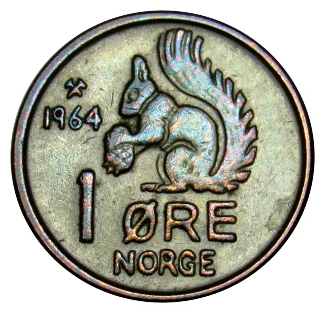 Norway 1 Ore coin 1964 KM#403 Squirrel