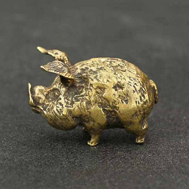 Brass Pig Figurine Small Pig Statue House Decoration Animal Figurines Gifts