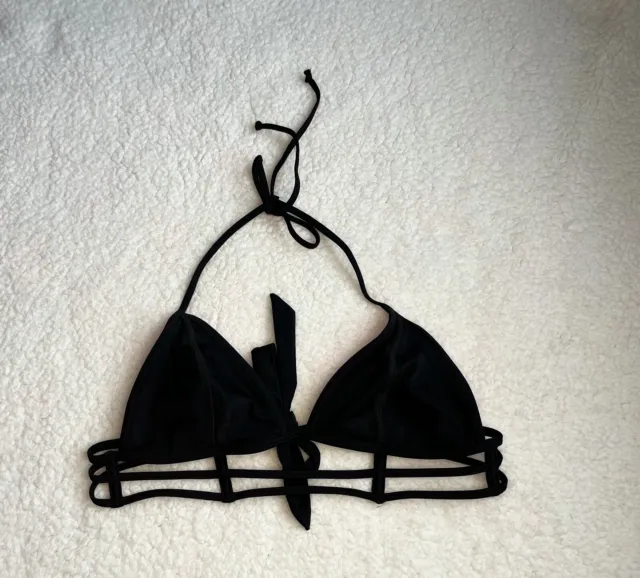 Victoria’s Secret PINK Black Triangle Strappy Cage Swimsuit Bikini Top Medium