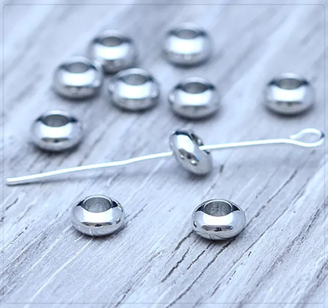10x Metall Perlen Spacer Zwischenteil Schmuck DIY versilbert Ring 6x3,5mm ms588