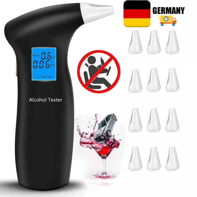 Alkoholtester Polizeigenau Promilletester Alkomat Alcohol Tester + 12 Mundstücke