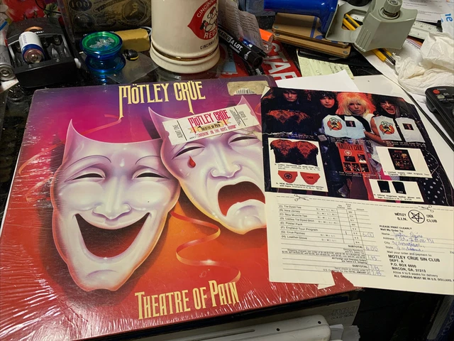 MOTLEY CRUE THEATER OF PAIN VINYL RECORD With ORDER Form In SHRINK Hype Sticker