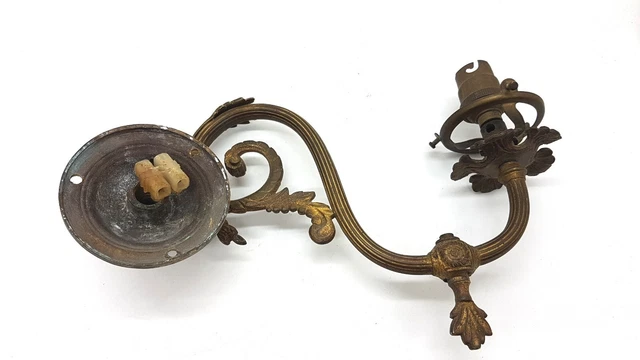 Ancienne applique murale Lampe Bec de gaz laiton Avec bras pliant Art nouveau 5