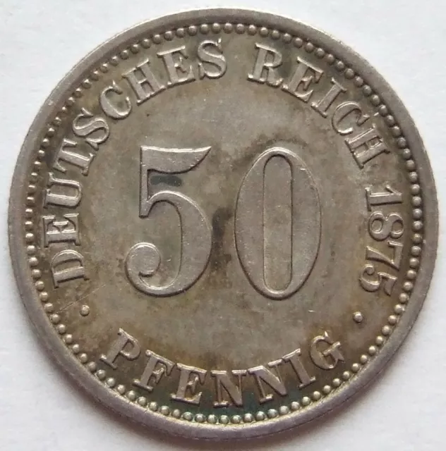 Moneta Reich Tedesco Impero Tedesco Argento 50 Pfennig 1875 C IN Uncirculated