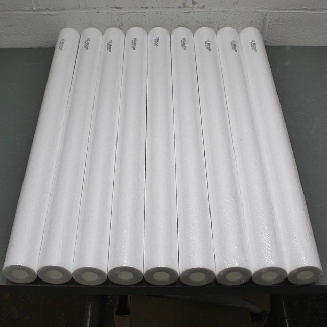 (9) Fulflo Filter Cartridges MBN10M30, 1-1/8" ID x 2-1/2" OD x 30" Polypropylene