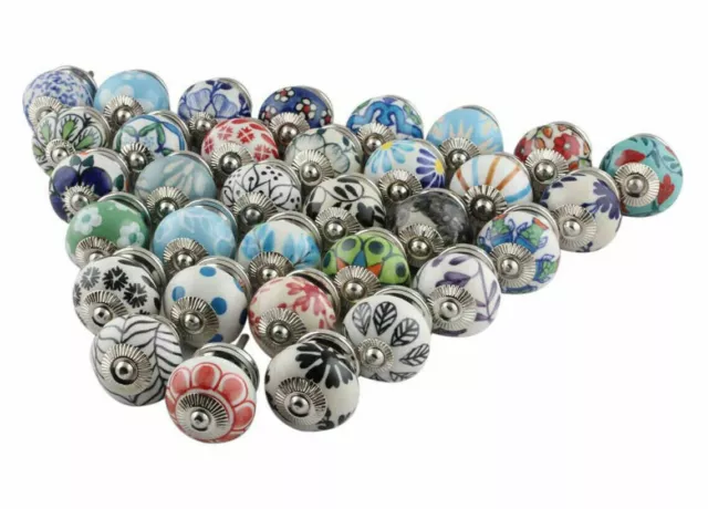 5 10 Ceramic Door cupboard Knobs Lot Handle Drawer wardrobe porcelain brass pull 3